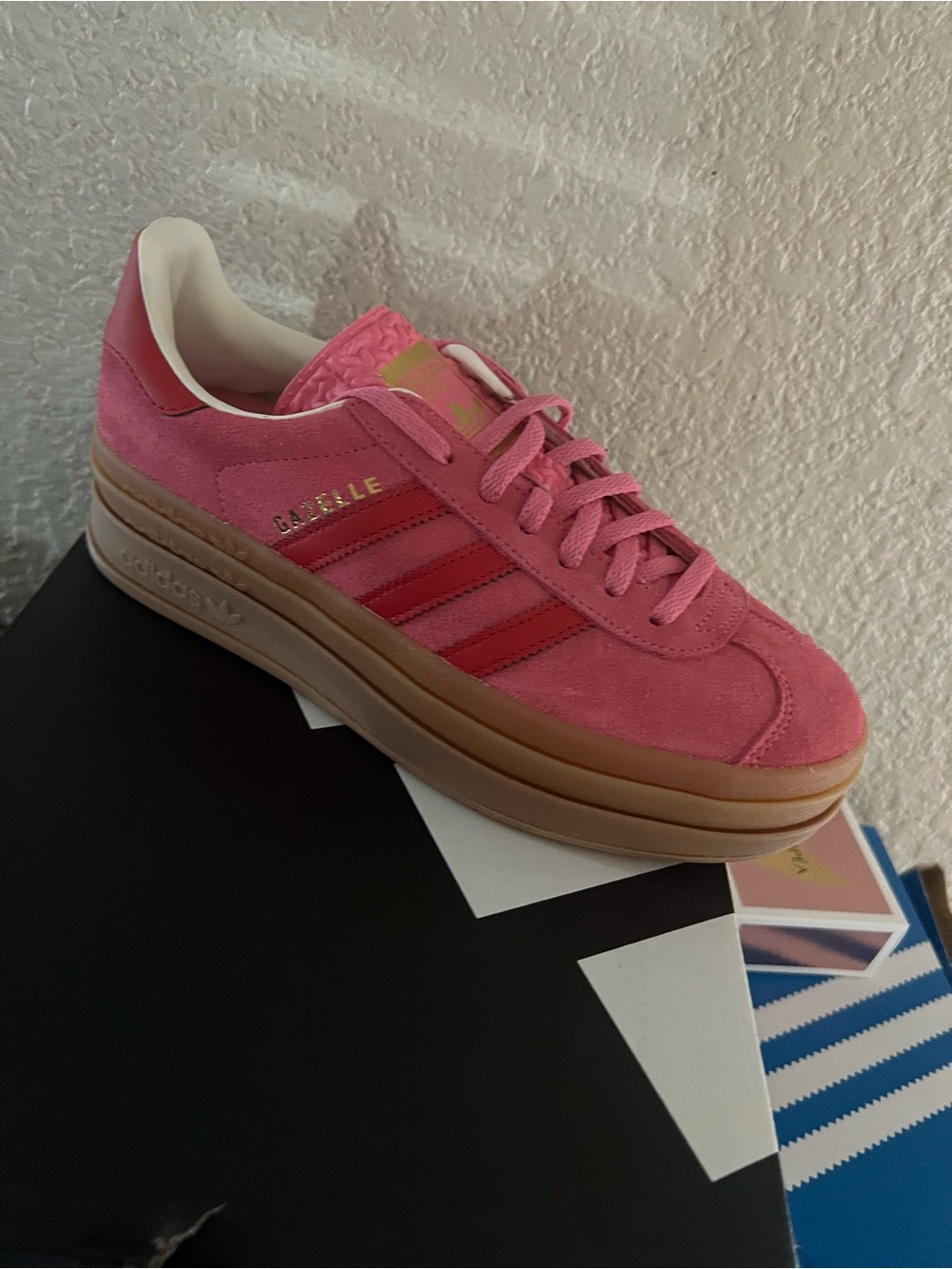 adidas Gazelle Platform Pink Suede Sneakers with Gum Sole
